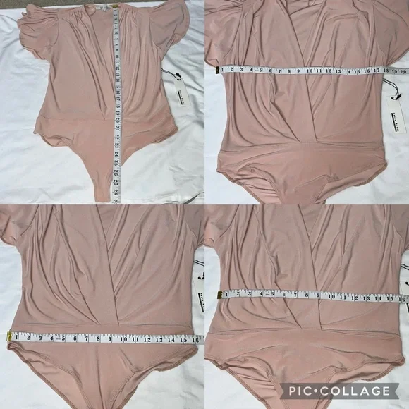 Haute Monde Ruffle Flutter Sleeve Mock Wrap Bodysuit Top Blush Pink Medium Sexy - Picture 15 of 16